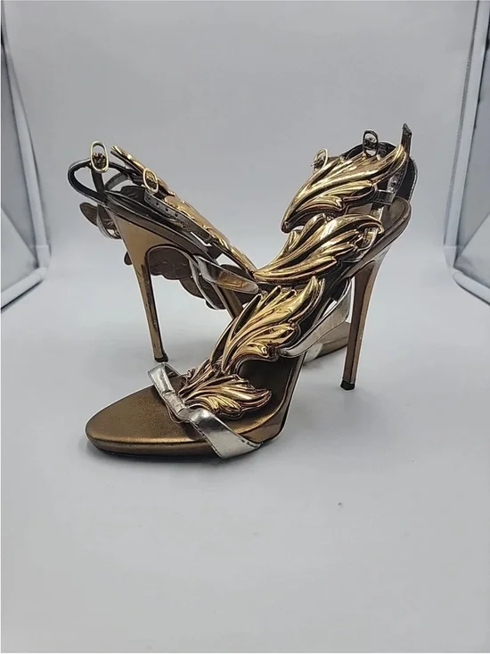 GUISEPPE ZANOTTI Intrigo Flame sandals heels shoes Gold 37,5 EU - Picture 5 of 10
